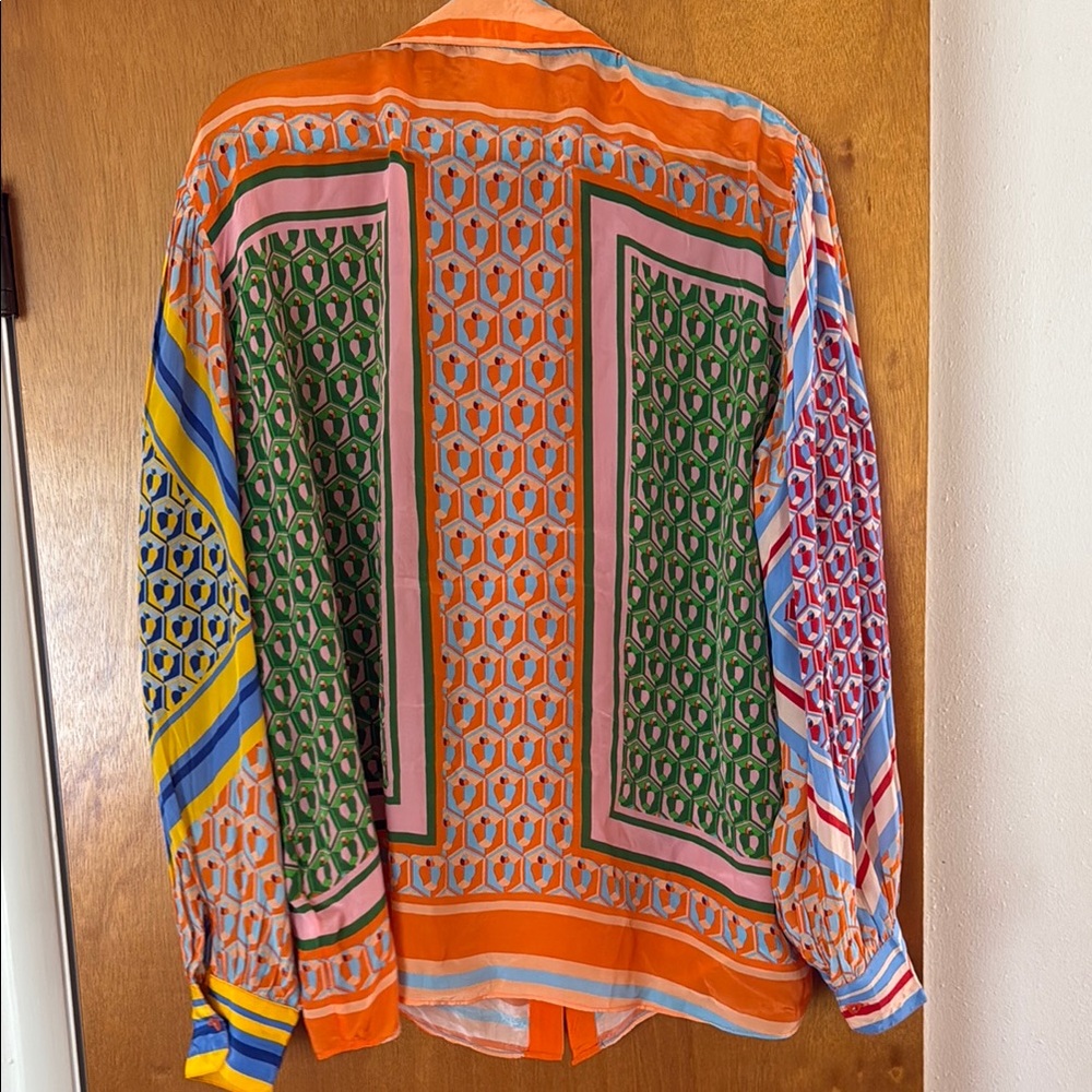 FARM Rio Orange Multi-Color Printed Button-Up Blouse - Picture 4 of 4